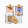 4 Pack Qtip Holder Dispenser with Bamboo Lids